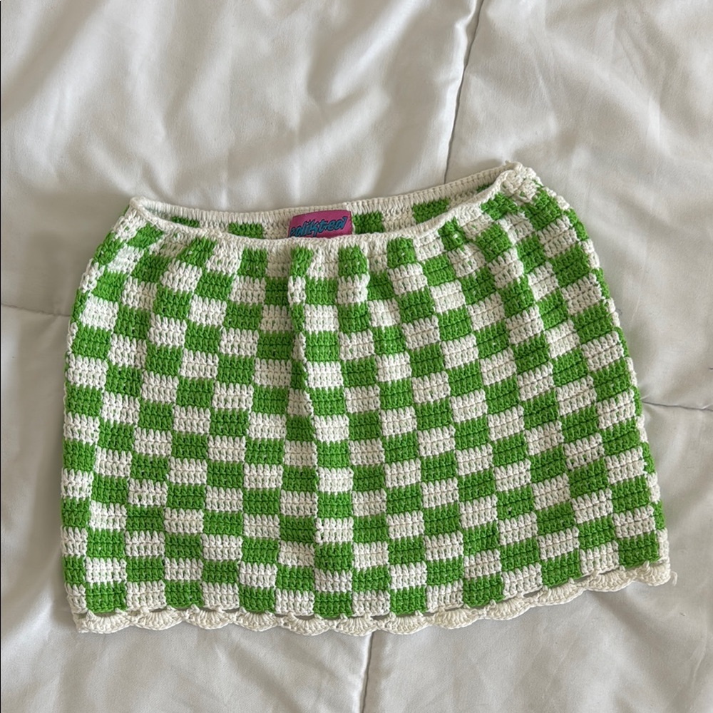 EDIKTED CHECKERED KNIT MINI SKIRT XS